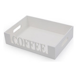 Bandeja Cafe Coffee Café Da Manhã Decoração Madeira Mdf Cor Branco