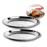 Bandeja Garçom De Inox 30x30cm Redonda Servi, Media