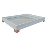 Bandeja Mdf G Decora Espelho Café Pé Metalprata Rose Dourado