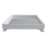 Bandeja Mdf P Espelho Pé Resina Branco Festa Decoração Mesa