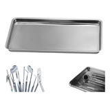 Bandeja Odontológica Inox 22x12x1,5cm Retangular Hospitalar