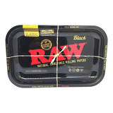 Bandeja Raw Black De Metal Premium Media Preta Dourada 27 Cm