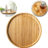 Bandeja Redonda Madeira Bambu Café Churrasco Decoração 20cm
