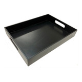 Bandeja Reta 40x30 Grande Preta Madeira Mdf 