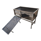 Banheira Aço Inox Com Rampa Para Banho Tosa, Pet Shop 