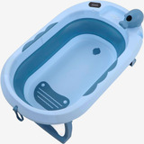 Banheira Bebe Azul Dobrável Com Termômetro Digital Integrado