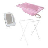 Banheira Bebe Plastica Acqua Trio Rosa Perola - Galzerano