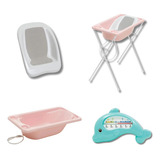 Banheira Bebe Plastica Acqua Trio Rosa Perola - Galzerano