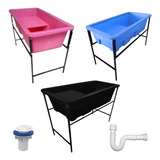 Banheira C/ Degrau Petshop Banho E Tosa Grande Azul Escuro