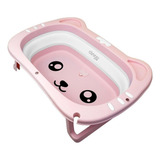 Banheira Portátil Clingo Dobrável Infantil Bebê Rosa 55l 