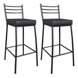 Banqueta Alta Paris Metalnew 75 Cm Balcão Cozinha Kit C/2