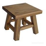Banqueta Mini Hardman Madeira Pad Nogueira Assento Quadrado