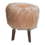 Banqueta Redondo Para Penteadeira Pelucia Pelo Alto Cor Rosê