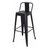 Banqueta Tolix Iron Com Encosto Preto Fosco Industrial Aço C