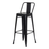 Banqueta Tolix Iron Encosto Várias Cores Bar Bistrô Aço 76cm Cor Preto