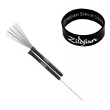 Baqueta Vassoura Aço Nagano Stk14 Par + Zildjian Munhequeira