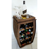 Bar Adega Com Bandeja Porta Vinho De Madeira 15 Garrafas Tsk