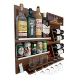 Bar Pub De Parede Garrafa Vinho Whiskey Porta Copo Taça
