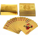 Baralho Dourado Ouro 24k Dollar Poker Cartas Jogos P'agua