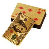 Baralho Dourado Ouro 24k Folheado Dolar Truco Cartas
