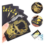 Baralho Top Caveira Skull Preto Dourado Gold Truco 54 Cartas