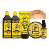 Barba Forte Danger Kit Shampoo Condic Balm Cera Óleo Pente