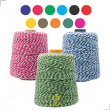 Barbante Mesclado Colorido Para Crochê Nº 6 (temos 13 Cores) Cor Bordô Com Branco