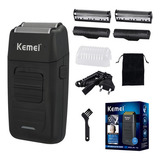 Barbeador Kemei Km-1102 Shaver Elétrico Sem Fio 2 Lâminas Cor Preto 110v/240v