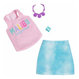 Barbie Roupinhas Fashionista Malibu Blusa,saia,colar Mattel