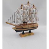 Barco 14 Cm Caravela Veleiro De Madeira Miniatura Decoração 