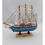 Barco 20 Cm Caravela Veleiro De Madeira Miniatura Decoração 