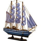 Barco Navio Decorativo 32 Cm - Madeira Maciça - Montado