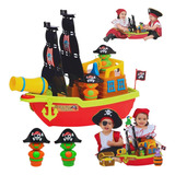  Barco Pirata Aventura Com Rodinha+mapa Brinquedo Infantil 