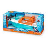 Barquinho Shark Wave Com Prancha E Tubarão Para Piscina