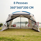 Barraca Camping 8 Pessoas Tenda Gazebo Sanfonadas Mosquiteiro Para 360*360*200 Joyfox