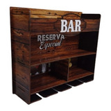 Barzinho Adega Parede Madeira Rústico Suporte Copo Taças Bar