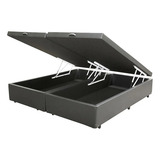 Base Cama Box Baú Blindado Bipartido Queen Size Corino Cinza
