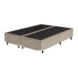 Base Cama Box Bipartido King Size Suede Bege 40x193x203