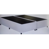 Base Cama Box Bipartido Queen Size Corino Linho Bege Claro
