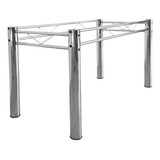 Base Cromada Mesa Jantar Tampo Vidro Madeira Granito 1,20 Ql