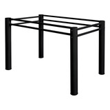 Base De Mesa Jantar Itália Tampo Vidro Pedra Madeira 120x75 Cor Preto