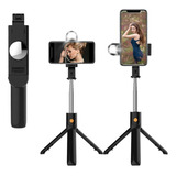 Bastão Pau Selfie Tripé Flash Suporte Bluetooth P/ Celular