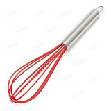 Batedor De Ovos Bolos Tortas Manual Aço Inox E Silicone Luxo