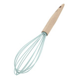 Batedor De Ovos Silicone Com Cabo De Madeira 30cm Water Blue