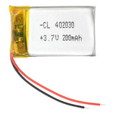 Bateria 3.7v 200mah 4mm X 20mm X 30mm 2 Fios 402030