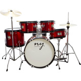 Bateria Acústica Infantil Junior 2t Vermelha Com Banco New Y