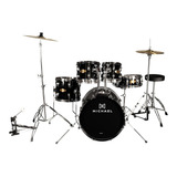 Bateria Acústica Michael Audition Dm828n Preto Bumbo 22