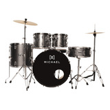 Bateria Acústica Michael Dmt222 Bumbo 22 Dark Gray Completa