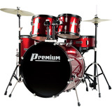 Bateria Acústica Premium Dx722 Completa Vermelho Banco Prato