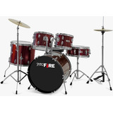 Bateria Acústica Profire Ferragem Cromada Bumbo 22 - Vinho
